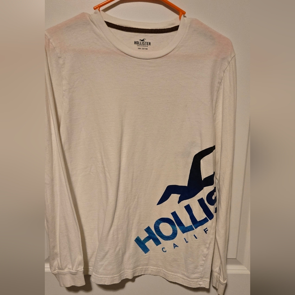 Hollister Long Sleeve White with Navy Logo